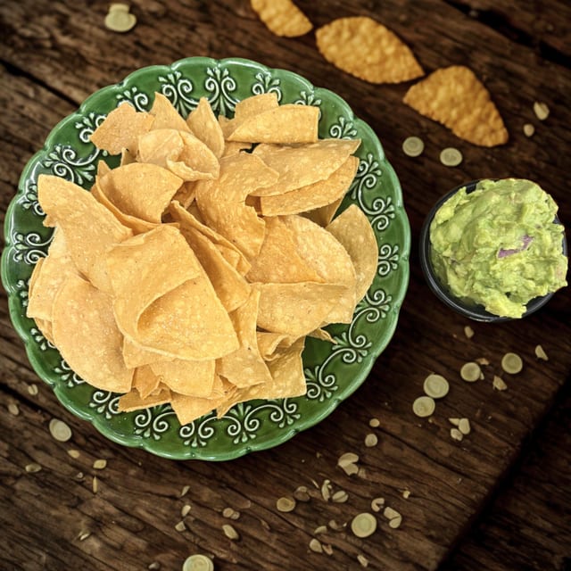 FRESH CHIPS AND GUACAMOLE.